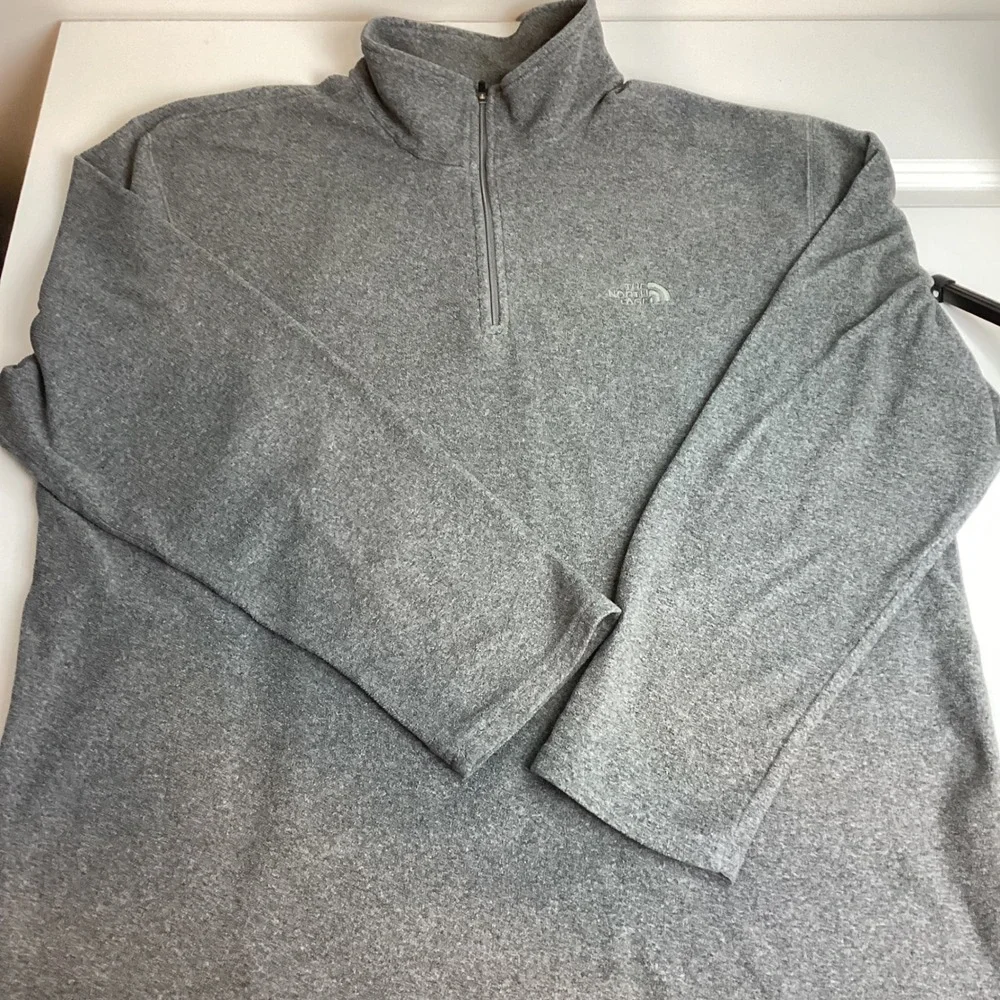 The North Face Mens TKA 100 Glacier 1/4 Zip Fleece Pullover Grey XXL ALD0 TB50